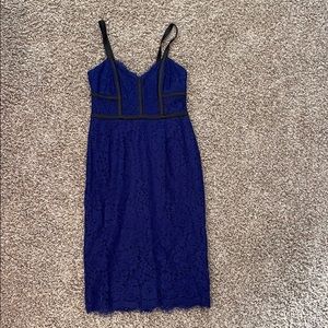 Blue express cocktail knee length dress